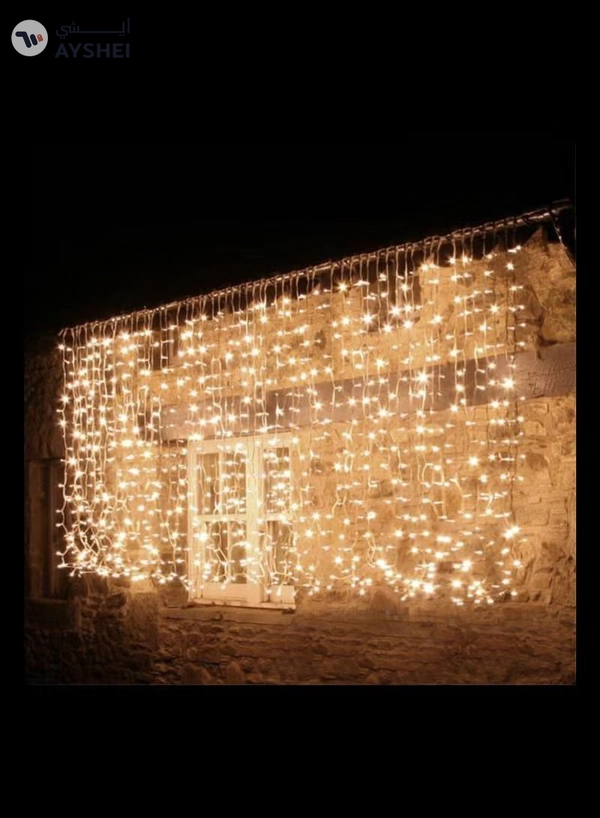 JIHAM Battery Operated Ramadan Light Curtain Light 50 LED 7 Meter Fairy Light Ramadan Decoration Light Warm White