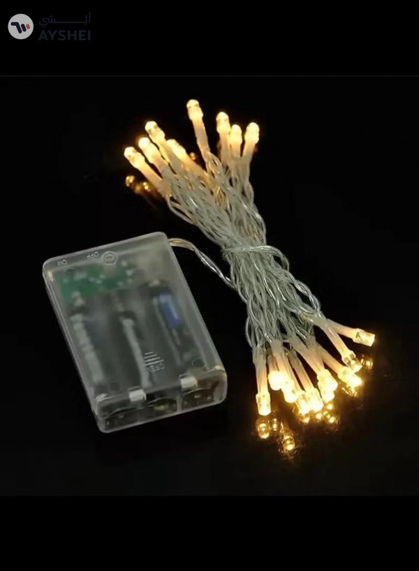 JIHAM Battery Operated Ramadan Light Curtain Light 50 LED 7 Meter Fairy Light Ramadan Decoration Light Warm White