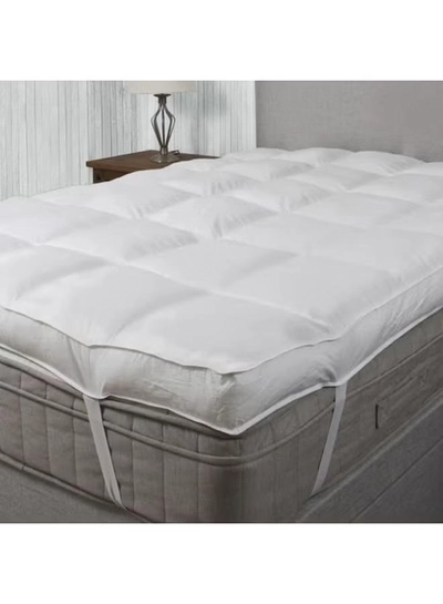 REGAL IN HOUSE Lux Mattress Topper 10 cm Microfiber Filing With Rubber Corner Edges Cotton White 200x180cm-3