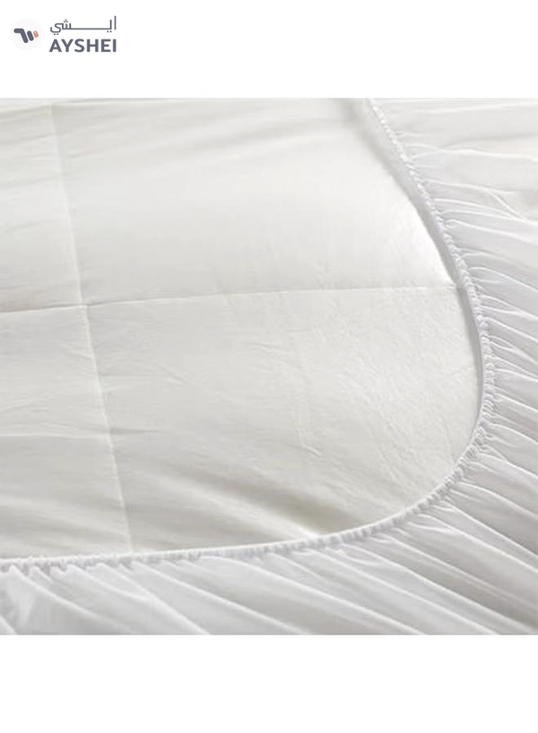 REGAL IN HOUSE Lux Mattress Topper 10 cm Microfiber Filing With Rubber Corner Edges Cotton White 200x180cm