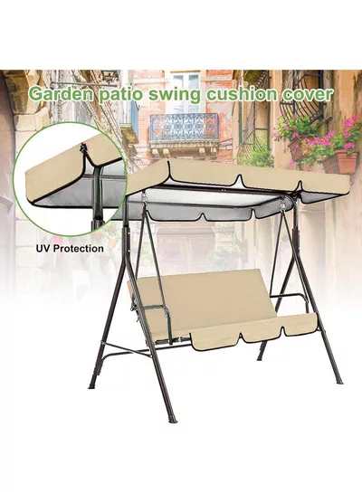 3 Seat Swing Chair, 3 Seater Garden Swing Seat Chair, Outdoor Swinging Chair 3 Seat Bench with Adjustable Canopy Removable Cushion for Patio Poolside Porch-3