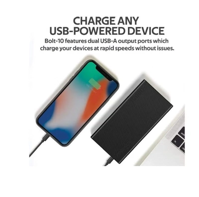 PROMATE 10000.0 mAh Compact Smart Charging Power Bank with Dual USB Output Black-5