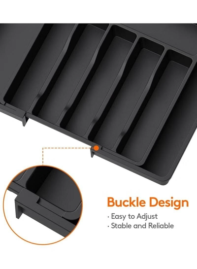 Eworld Large Capacity Expandable Silverware Drawer Organizer, BPA-Free Utensil Tray for Kitchen-1