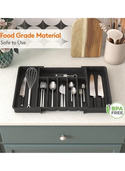 Eworld Large Capacity Expandable Silverware Drawer Organizer, BPA-Free Utensil Tray for Kitchen-6