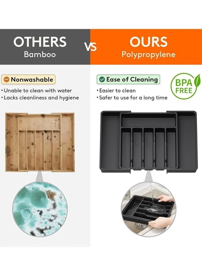 Eworld Large Capacity Expandable Silverware Drawer Organizer, BPA-Free Utensil Tray for Kitchen-7