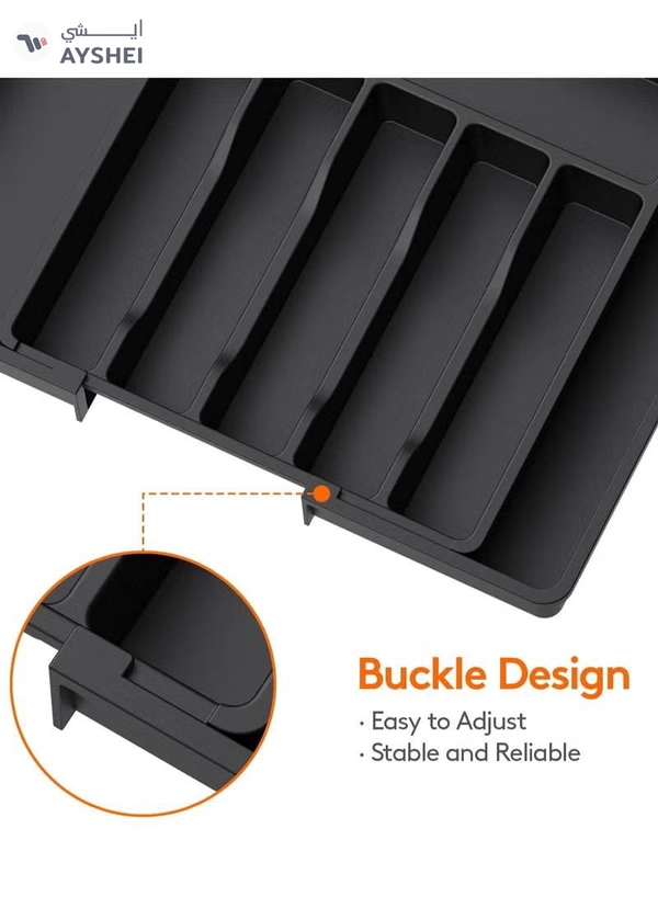 Eworld Large Capacity Expandable Silverware Drawer Organizer, BPA-Free Utensil Tray for Kitchen