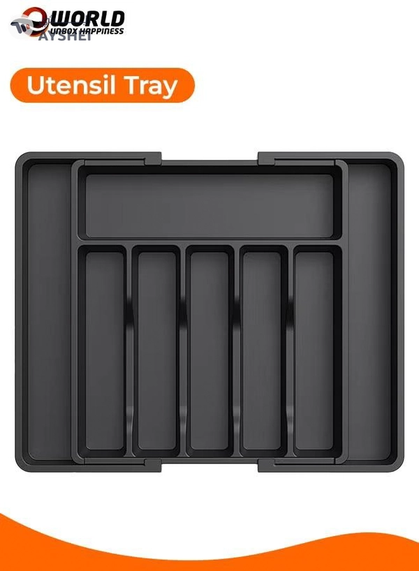 Eworld Large Capacity Expandable Silverware Drawer Organizer, BPA-Free Utensil Tray for Kitchen