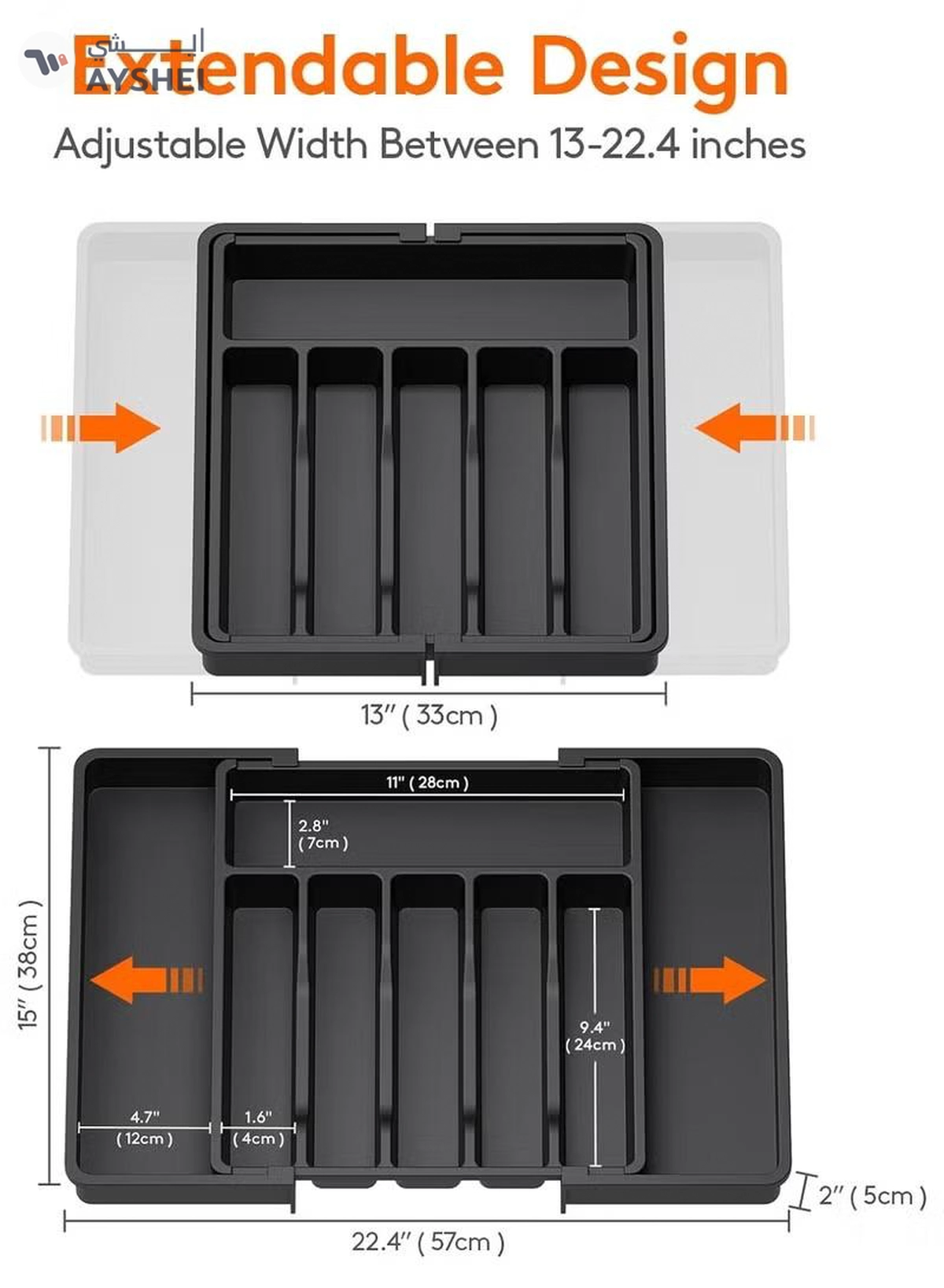 Eworld Large Capacity Expandable Silverware Drawer Organizer, BPA-Free Utensil Tray for Kitchen-2-2