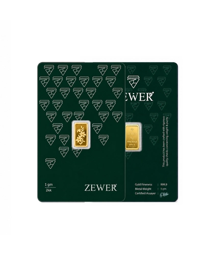 Zewer 1g 24K 999.9 Fine Gold Bar with Floral Design-2