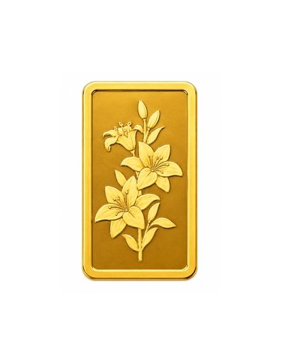 Zewer 1g 24K 999.9 Fine Gold Bar with Floral Design-4