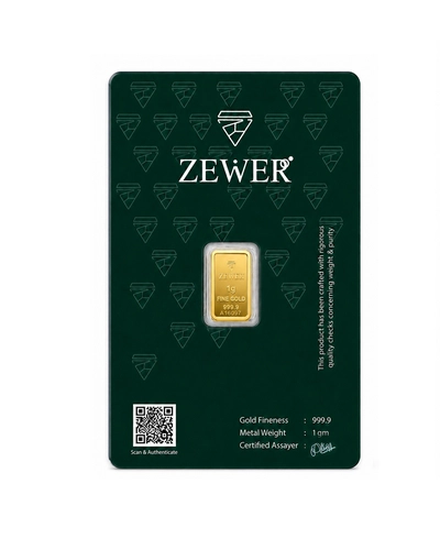 Zewer 1g 24K 999.9 Fine Gold Bar with Floral Design-0