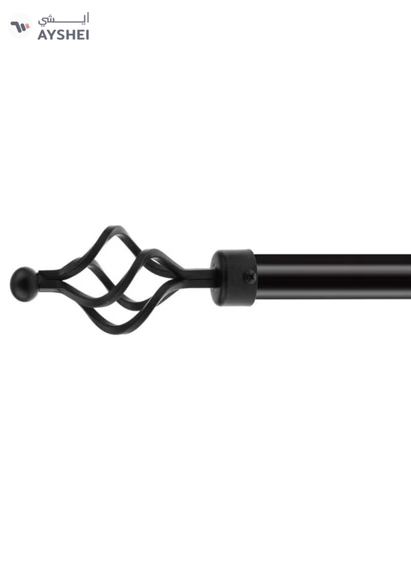 DubaiGallery Roman Pole Style Heavy Duty Luxury Extendable Curtain Rod, Metal Single Rod Finials Decorative End Window Treatment Rod Drapery Rod