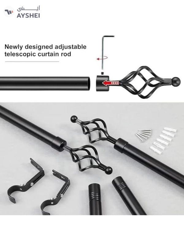 DubaiGallery Roman Pole Style Heavy Duty Luxury Extendable Curtain Rod, Metal Single Rod Finials Decorative End Window Treatment Rod Drapery Rod
