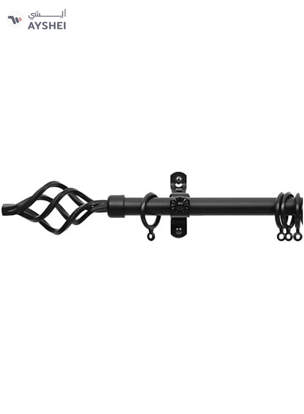 DubaiGallery Roman Pole Style Heavy Duty Luxury Extendable Curtain Rod, Metal Single Rod Finials Decorative End Window Treatment Rod Drapery Rod
