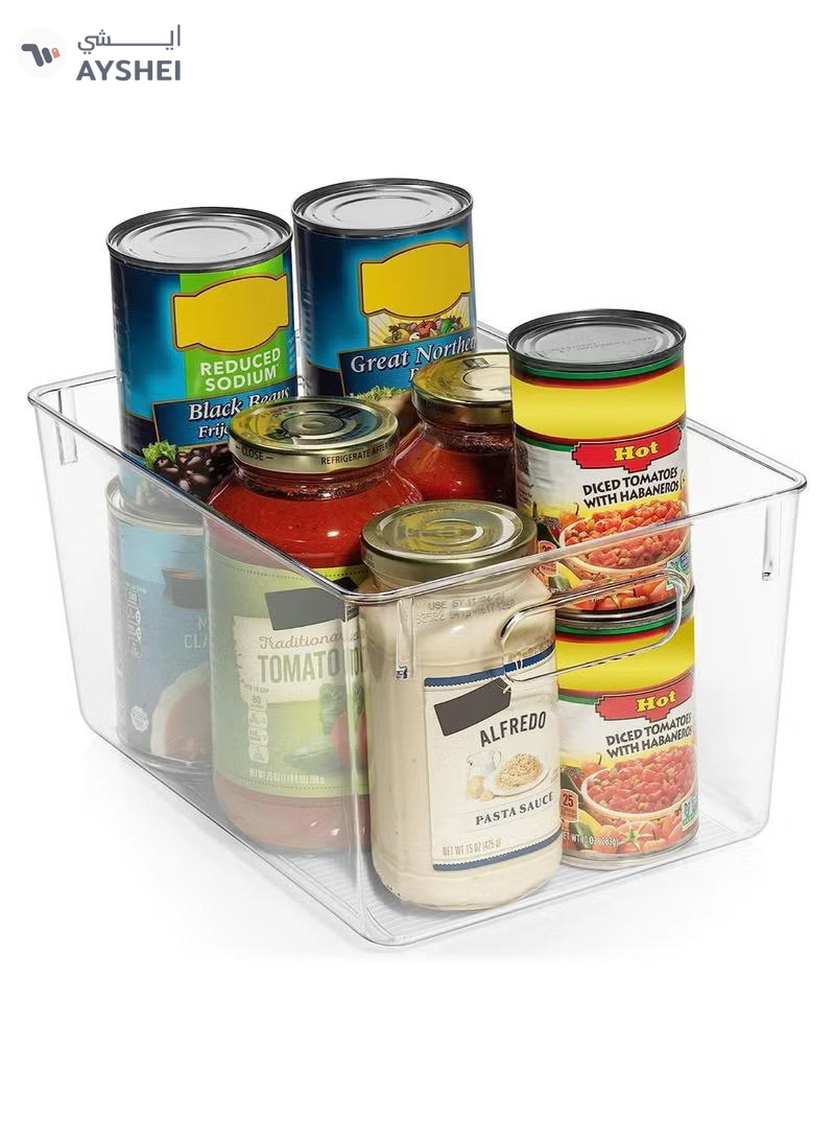 Eworld Set of 8 Clear Stackable Plastic Storage Bins with Easy-Grip Handles-3-3