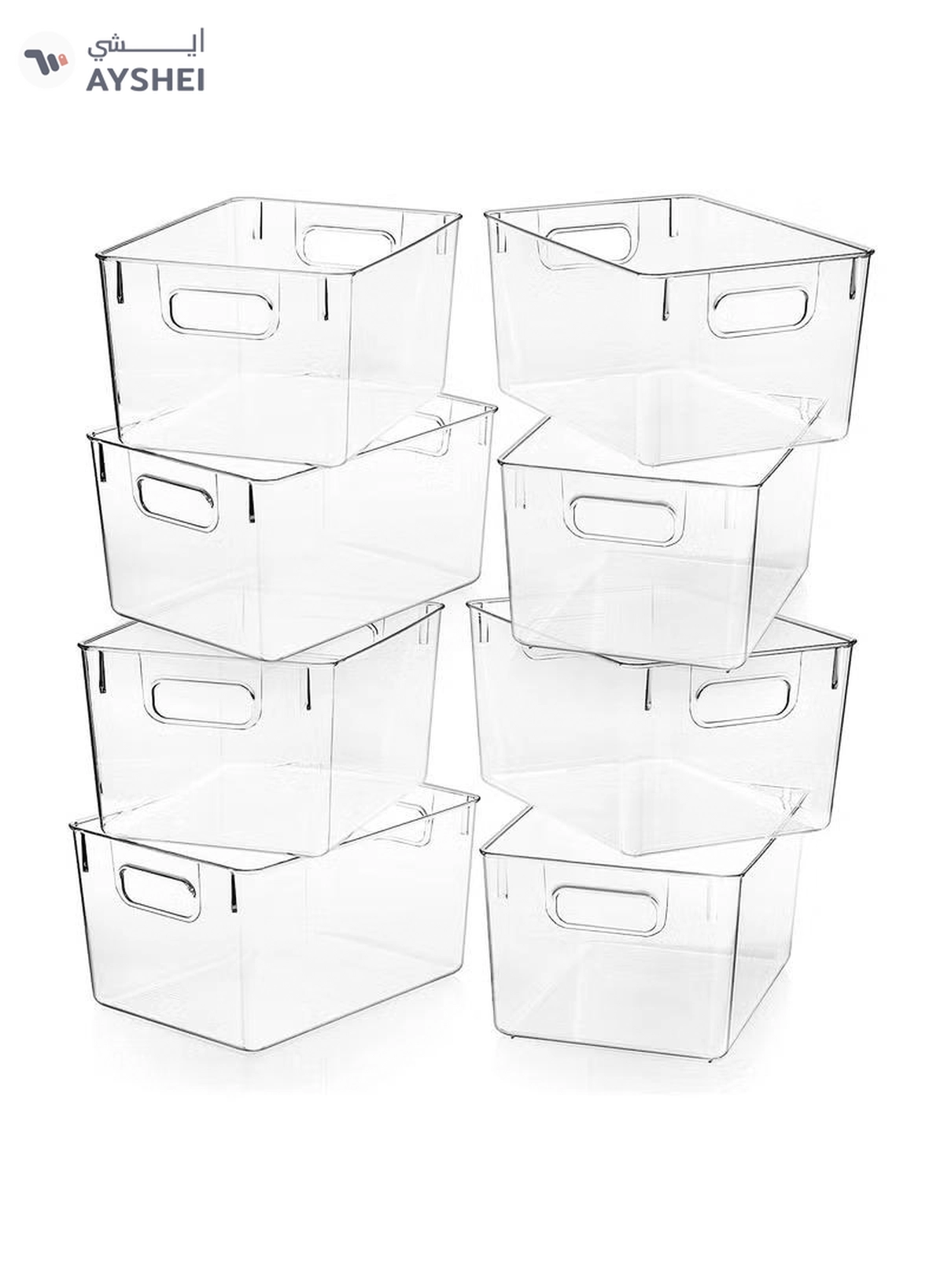 Eworld Set of 8 Clear Stackable Plastic Storage Bins with Easy-Grip Handles-4-4