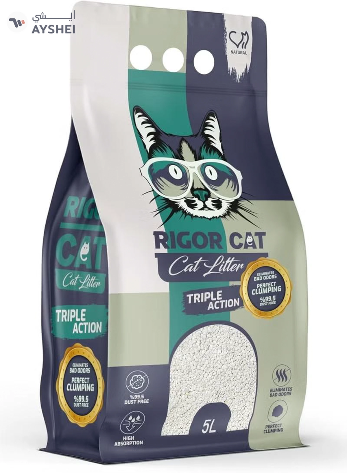 Rigor Cat Cat Natural White Bentonite Clumping Litter - Natural/Unscented - 5L