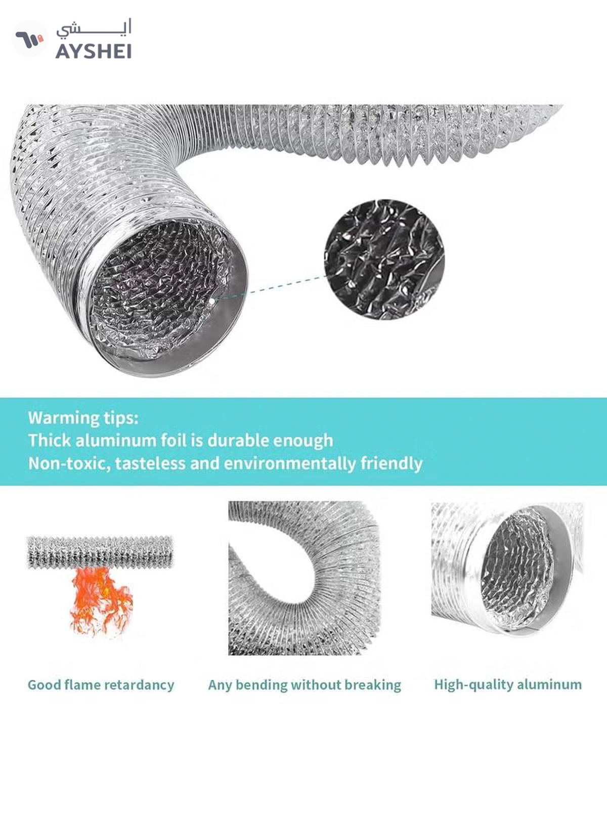 ABBASALI Flexible Duct Non-Insulated 4"-1-1