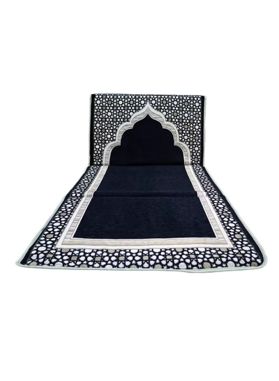 Yuwell Foldable Prayer Mat with Back Support & Carrying Bag, 2-in-1 Prayer Rug Sajadah, Anti-Slip Islamic Salah Mat 110×60CM for Men & Women, Portable Ramadan & Eid Gift Black-2