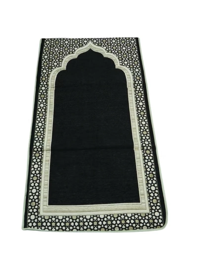 Yuwell Foldable Prayer Mat with Back Support & Carrying Bag, 2-in-1 Prayer Rug Sajadah, Anti-Slip Islamic Salah Mat 110×60CM for Men & Women, Portable Ramadan & Eid Gift Black-1