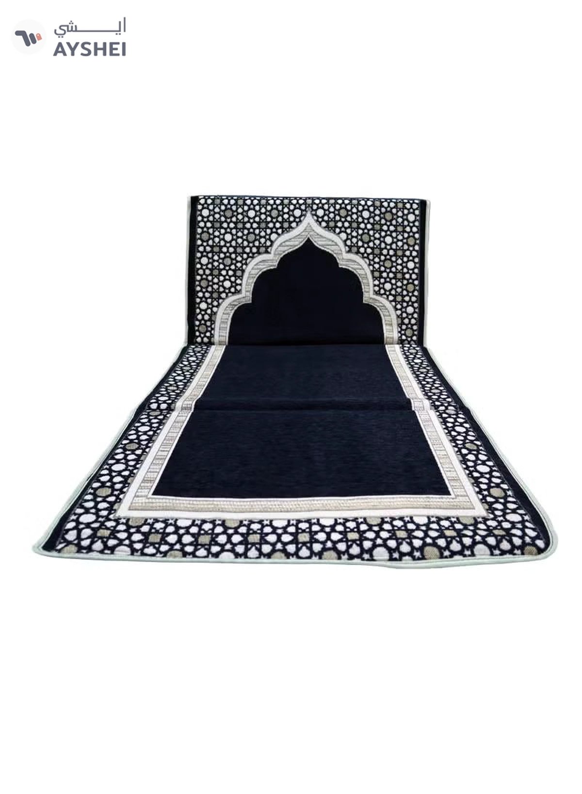 Yuwell Foldable Prayer Mat with Back Support & Carrying Bag, 2-in-1 Prayer Rug Sajadah, Anti-Slip Islamic Salah Mat 110×60CM for Men & Women, Portable Ramadan & Eid Gift Black-2-2