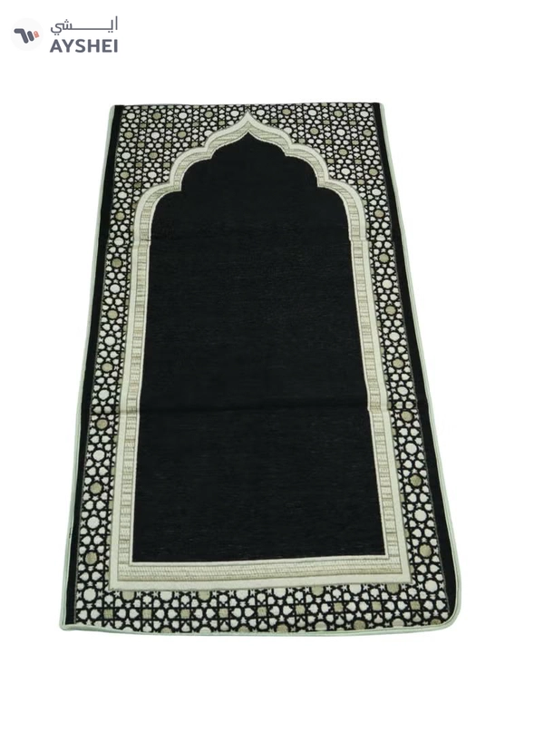 Yuwell Foldable Prayer Mat with Back Support & Carrying Bag, 2-in-1 Prayer Rug Sajadah, Anti-Slip Islamic Salah Mat 110×60CM for Men & Women, Portable Ramadan & Eid Gift Black