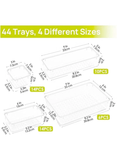 Eworld 44-piece Clear Plastic Desk Drawer Organizer Set-1