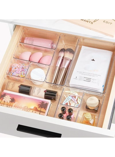 Eworld 44-piece Clear Plastic Desk Drawer Organizer Set-2