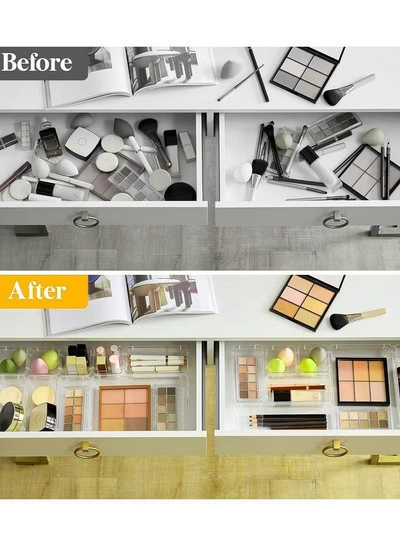 Eworld 44-piece Clear Plastic Desk Drawer Organizer Set-6