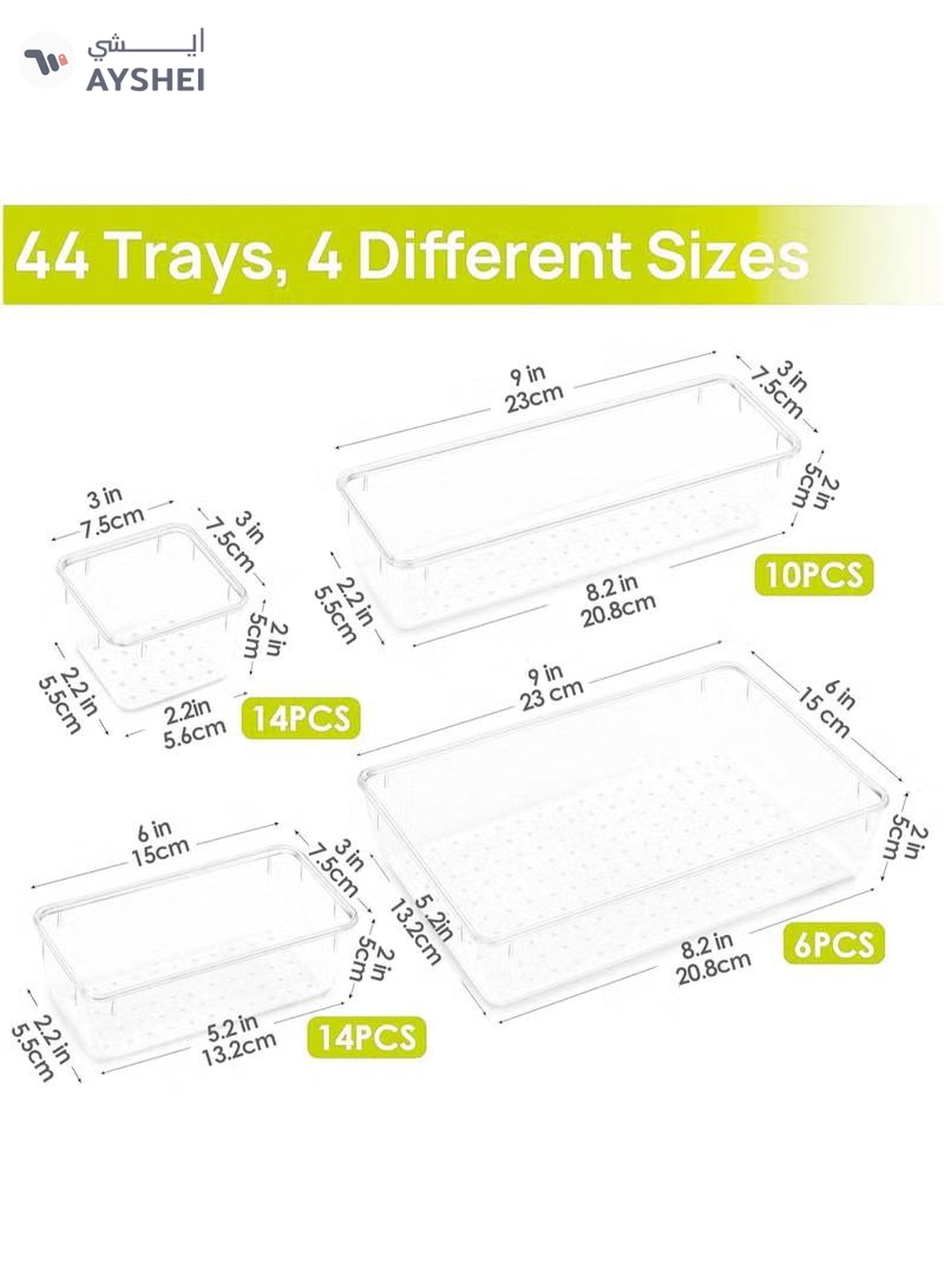 Eworld 44-piece Clear Plastic Desk Drawer Organizer Set-1-1