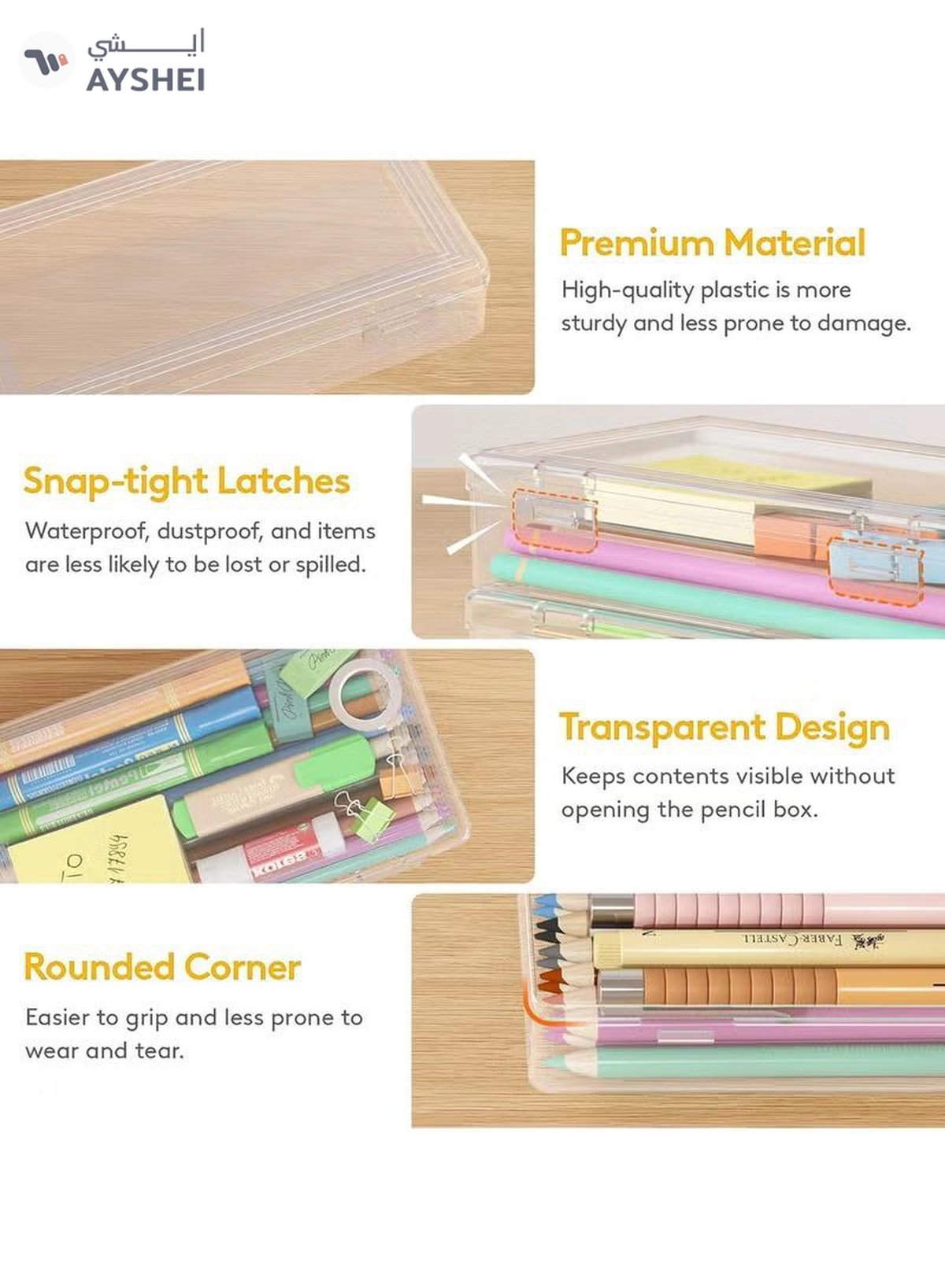 Eworld 44-piece Clear Plastic Desk Drawer Organizer Set-4-4