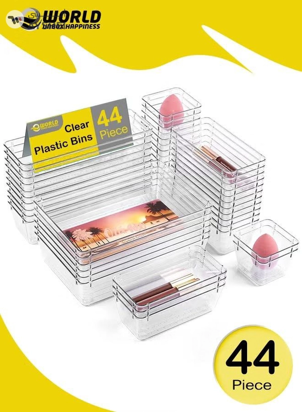 Eworld 44-piece Clear Plastic Desk Drawer Organizer Set