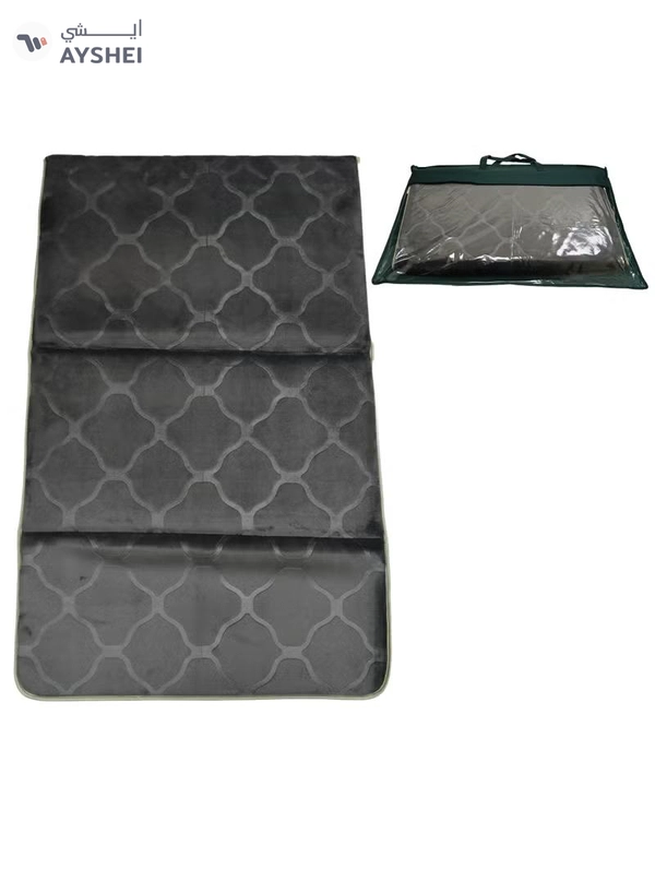 Yuwell Foldable Prayer Mat with Back Support & Carrying Bag, 2-in-1 Prayer Rug Sajadah, Anti-Slip Islamic Salah Mat Soft Velvet Mat 110×65CM for Men & Women, Portable Ramadan & Eid Gift Grey