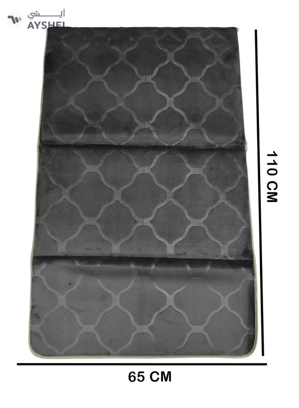 Yuwell Foldable Prayer Mat with Back Support & Carrying Bag, 2-in-1 Prayer Rug Sajadah, Anti-Slip Islamic Salah Mat Soft Velvet Mat 110×65CM for Men & Women, Portable Ramadan & Eid Gift Grey