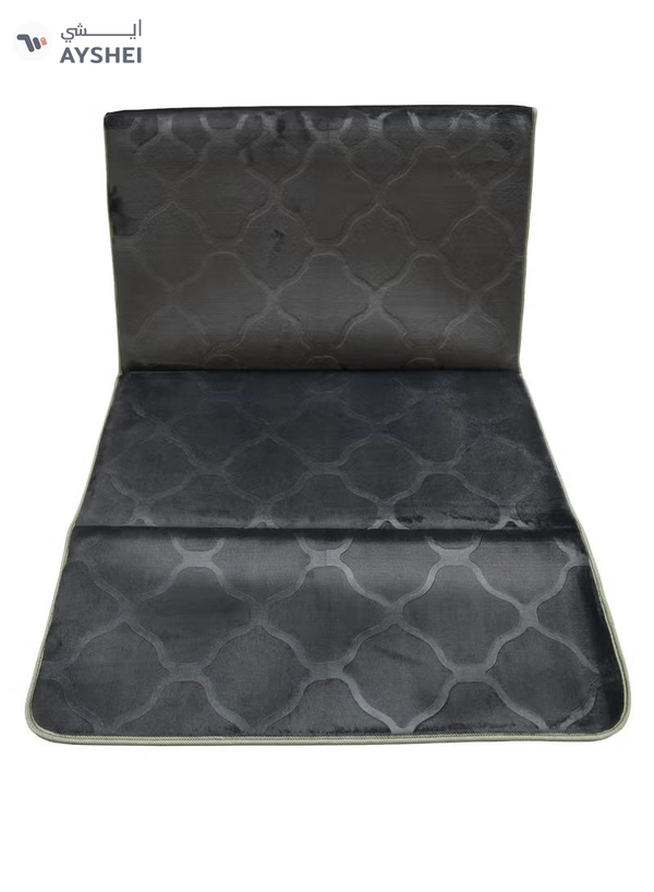 Yuwell Foldable Prayer Mat with Back Support & Carrying Bag, 2-in-1 Prayer Rug Sajadah, Anti-Slip Islamic Salah Mat Soft Velvet Mat 110×65CM for Men & Women, Portable Ramadan & Eid Gift Grey