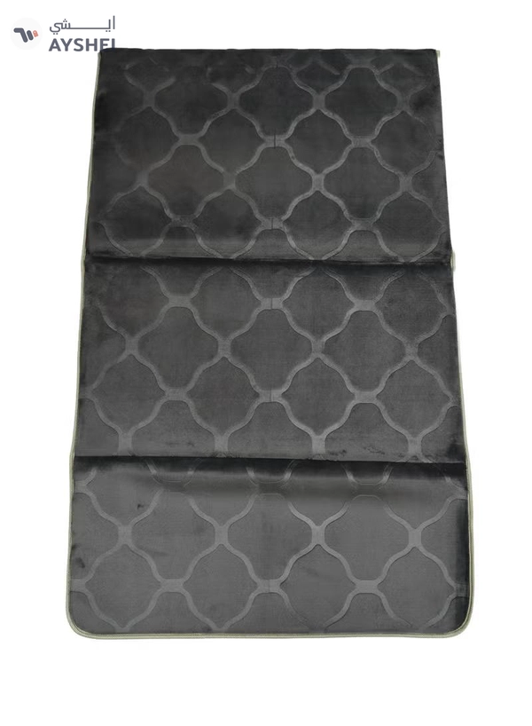 Yuwell Foldable Prayer Mat with Back Support & Carrying Bag, 2-in-1 Prayer Rug Sajadah, Anti-Slip Islamic Salah Mat Soft Velvet Mat 110×65CM for Men & Women, Portable Ramadan & Eid Gift Grey