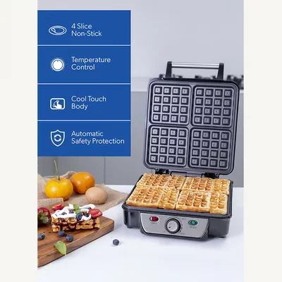 GEEPAS Electric Waffle Maker - 4 Slice Non-Stick Electric Belgian Waffle Maker with Adjustable Temperature Control-3