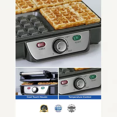 GEEPAS Electric Waffle Maker - 4 Slice Non-Stick Electric Belgian Waffle Maker with Adjustable Temperature Control-6