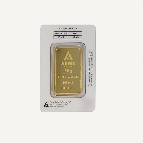Auriz Minting 50Gm 24K Gold Bar - Variable Design