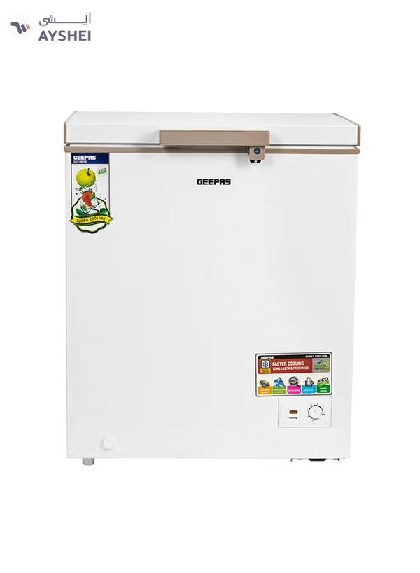 GEEPAS 170L Gross/145L Net Capacity Single Door Chest Freezer With Compressor Switch Off Function, LED Light, Lock & Key, High Efficiency Monolithic Foaming, 1 Food Basket, Adjustable Thermostat 170 L 115 W GCF1706WAH White
