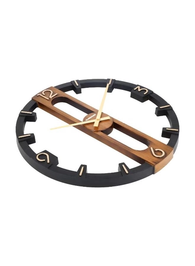 Olsenmark Round Wall Clock OMWC1926 | Open Design, Silent Movement | Battery Operated Wall-Mounted Clock for Home & Office | Brown & Black-5