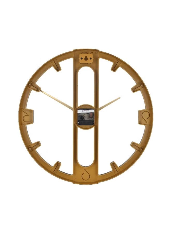 Olsenmark Round Wall Clock OMWC1926 | Open Design, Silent Movement | Battery Operated Wall-Mounted Clock for Home & Office | Brown & Black