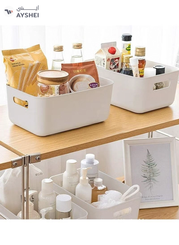 Eworld Plastic Storage Bins Multiuse Desk Cabinet Organizer with Built in Handle