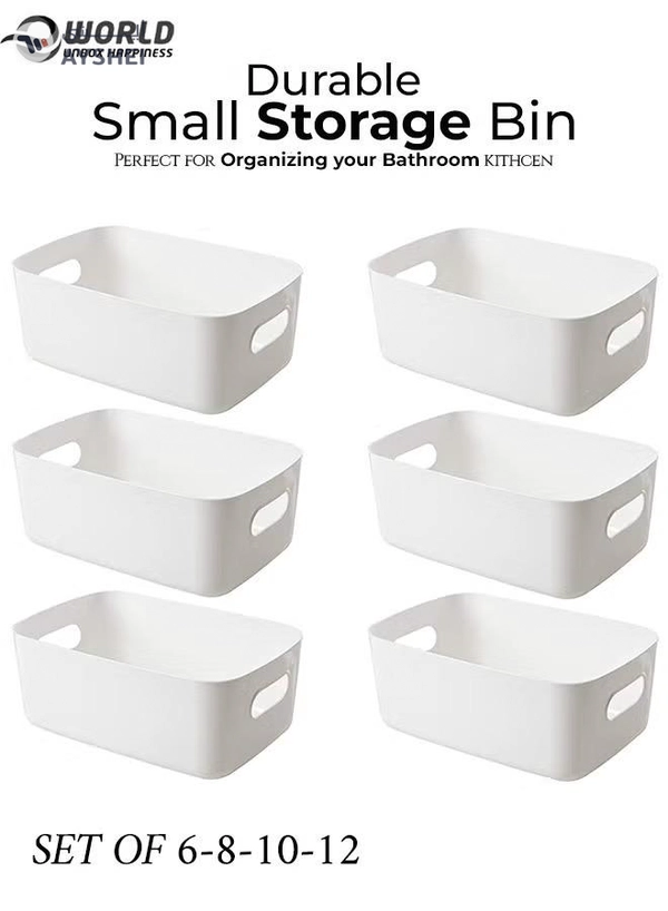 Eworld Plastic Storage Bins Multiuse Desk Cabinet Organizer with Built in Handle