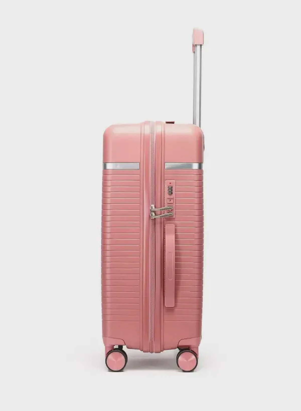 British Traveller 3-Piece Polypropylene Luggage Set | 20”, 24”, 28” Lightweight Suitcases with 360° Spinner Wheels, TSA Lock, Water & Scratch Resistant | Durable Hard Shell Trolley Bags with Telescopic Handle - Pink-2-2