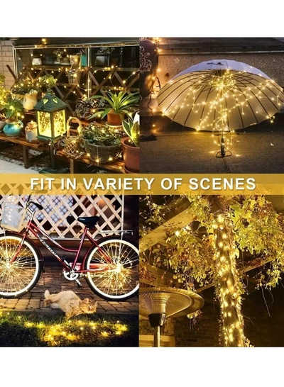 Yuwell Solar Powered String Lights, 200 LED Copper Wire Lights, Waterproof Starry String Fairy Lights, Indoor/Outdoor Decoration Lights For Gardens, Patios, Homes, Parties 20 Meter 65.61 FT-2
