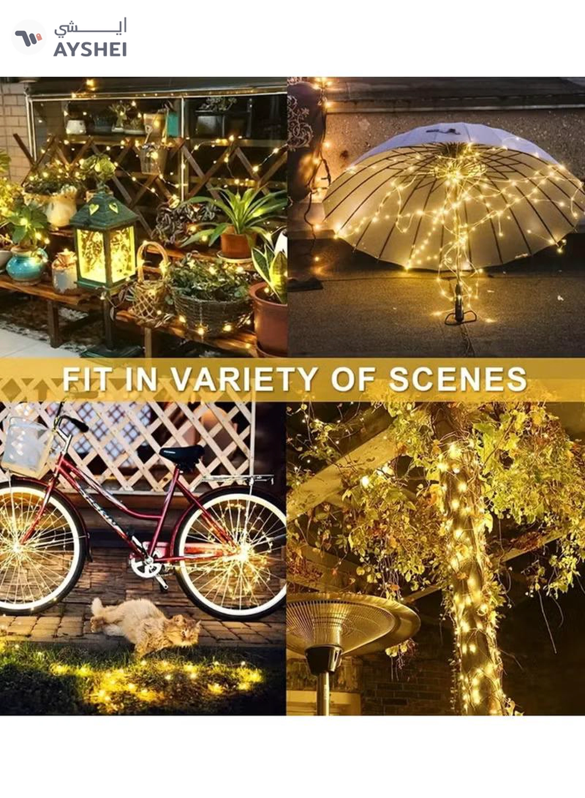 Yuwell Solar Powered String Lights, 200 LED Copper Wire Lights, Waterproof Starry String Fairy Lights, Indoor/Outdoor Decoration Lights For Gardens, Patios, Homes, Parties 20 Meter 65.61 FT-2-2
