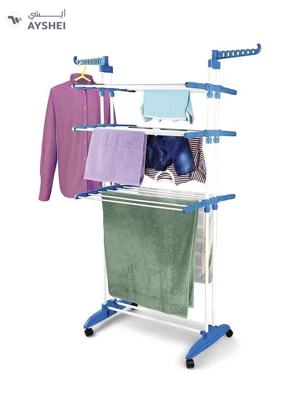 MUM 3 Layer Clothe Rack Hanger Silver 84-170cm-2-2
