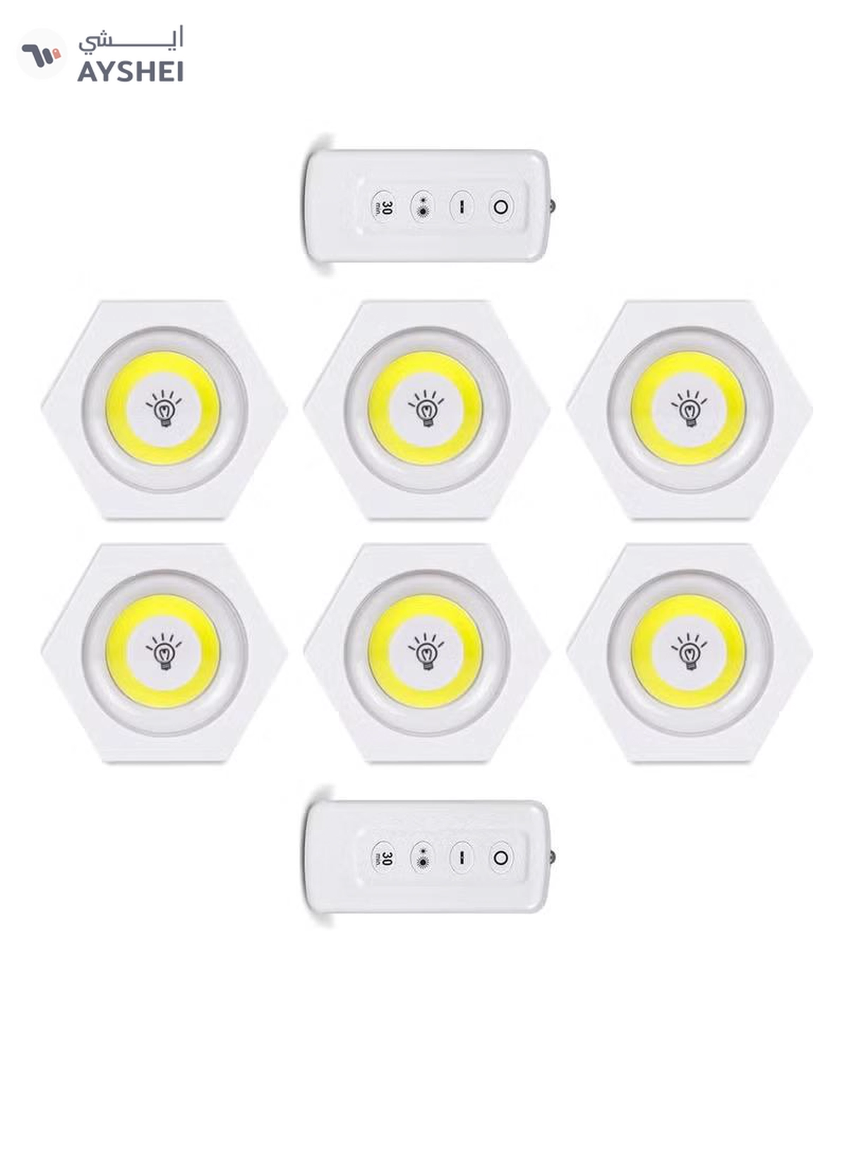 Yuwell Pack Of 6 Pcs LED Wall Light with Remote Wireless LED Cabinet Light With Adjustable Brightness and Timer Function Suitable For Kitchen, Bedroom, Study Room-7-7