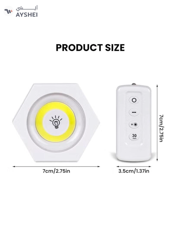 Yuwell Pack Of 6 Pcs LED Wall Light with Remote Wireless LED Cabinet Light With Adjustable Brightness and Timer Function Suitable For Kitchen, Bedroom, Study Room